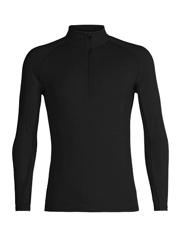 Black Men's Icebreaker BodyfitZone™ Merino 200 Zone Thermal Long Sleeve Half Zip Top Base Layers | USA 1337TCEV